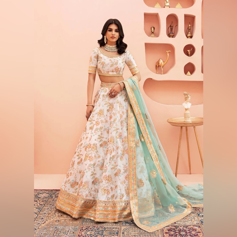 Pakistani Designer Floral Lehenga Set